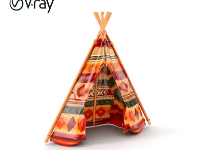 Traditional Native Tent Model Pack with Vibrant Patterns Low-poly 3D model