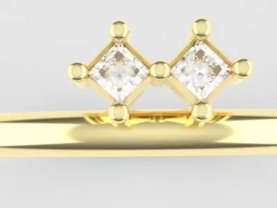Simple Princess Cut Gemstone Ring Free 3D print model