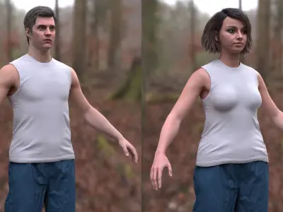 Sport Outfit 1 - Male - Female MH - UE5 Skeletons - Rigged Low-poly 3D model