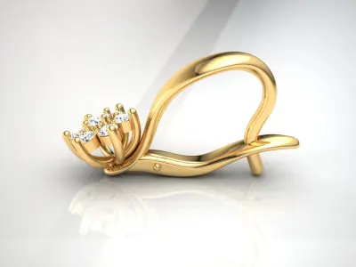 Earring E11 The luxury female earring with gems 3D print model