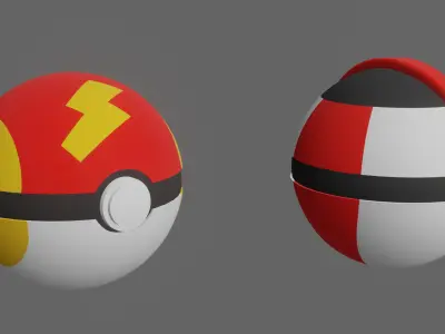 Pokemon Pokeballs Pack 2 Low-poly 3D model