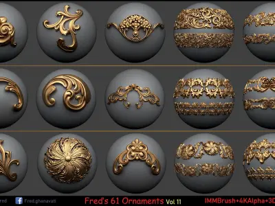 Freds ORNAMENT BRUSH - IMM-3DModels-4kAlpha Low-poly 3D model