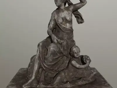 statue of woman holding child Low-poly 3D model