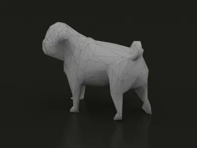 Low Poly Dog Pug Puppy Low-poly 3D model