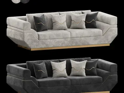  Portiga Art Deco Sofa by Evgor Luxury 3D model