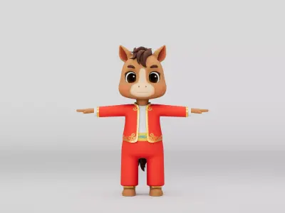 Rigged Cartoon Horse 3D model