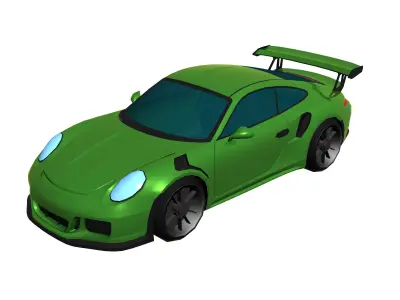 Porsche 911 GT3 RS Hypercasual Low-poly 3D model