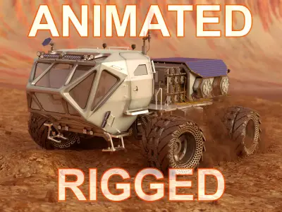 Mars Rover Rigged Animated with mars environment scene 3D model