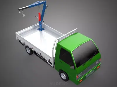 COMPACT SMALL MINI PICKUP TRUCK WINCH HOIST HYDRAULIC CRANE JIB 3D model