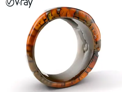 Textured Stone Ring D Model Pack Low-poly 3D model