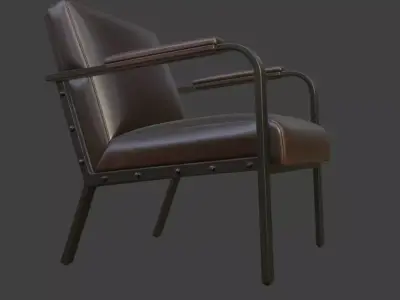 Industrial Brown Leather Armchair 3D model