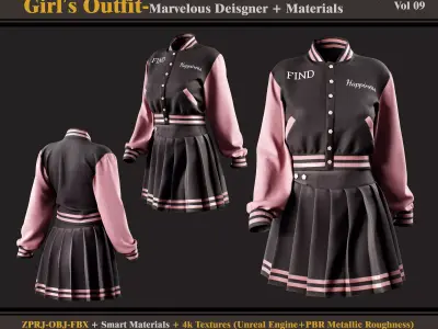 Girls Outfit-MD-CLO3D-fbx-obj-Materials-textures 3D model