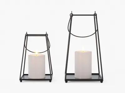 lantern01 two metal candle holders 3D model