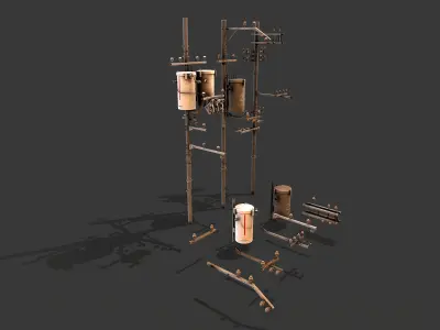 Electric poles Low-poly 3D model