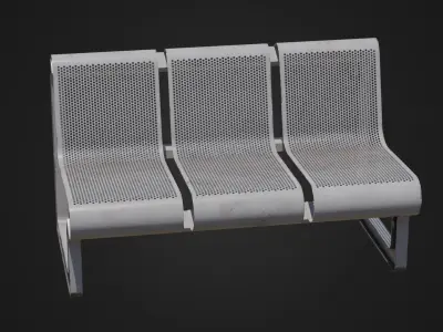 Dirty Metal Bench 05 Low-poly 3D model