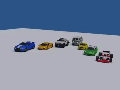 lowpoly carpack 2 toy cars Low-poly 3D model