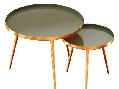 AVRIL - Nest of Tables Blue-Pink-Green- Black 3D model