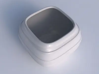 Bowl semi-quadratic with smooth horizontal ribbons 3D print model