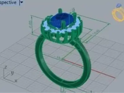 Oval Shape Halo Ring 250 3D print model