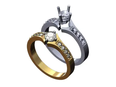 2 tone diamond ring US sizes 5to9 3D print model