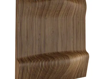 3D panel wooden wall with wavy lines 3D model