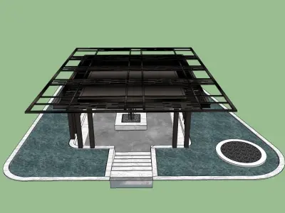 Outdoor sitting area with pargola 3d model 3D model