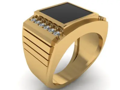 man ring  with precious stones 3D print model