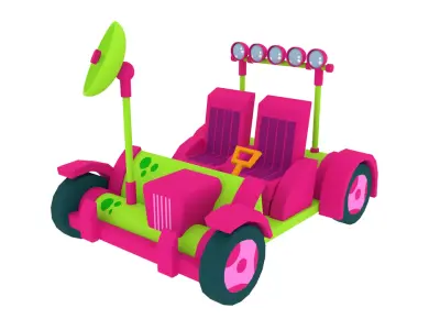 Cartoon Car Moonrover Low-poly 3D model