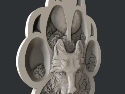 3d STL models for CNC router and 3d printer wolf 3D model
