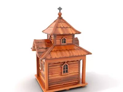 Rustic Wooden Chapel model pack Low-poly 3D model
