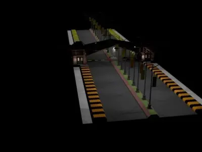 A toll plaza  Low-poly 3D model