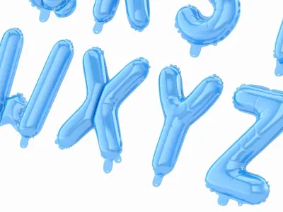 Balloon Alphabet Blue 3D model
