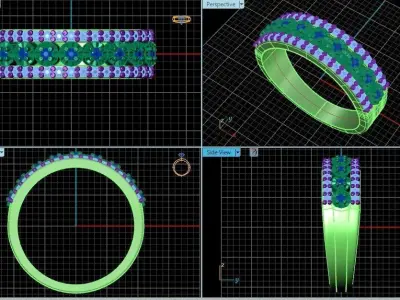 Ring n 2 emerald and sapphire 3D print model