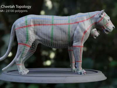 Cheetah Asset - Digital Model and Textures Low-poly 3D model