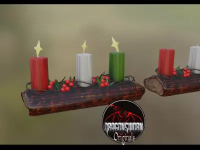 Yule Tidings Christmas Candles Low-poly 3D model