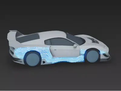 Neo-Tokyo Cyberpunk Racer 3D Model Low-poly 3D model