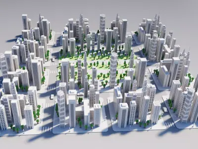 Paper City - Stylized Metropolis Environment V1 Low-poly 3D model