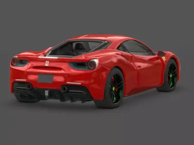2016 Ferrari 488 GTB 3D Model Italian Supercar Turbo V8 Low-poly 3D model