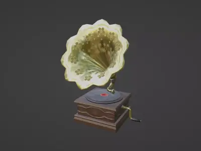 Vintage Gramophone Low-poly 3D model