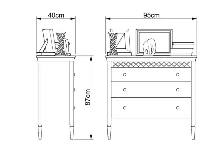 Dresser three drawer chest of drawers 3D model