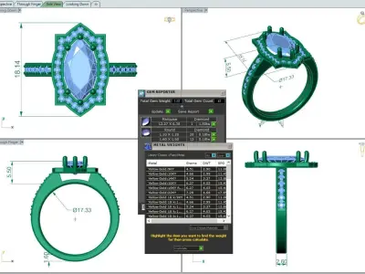 Engagement Diamond Halo ring marquise 3D print model
