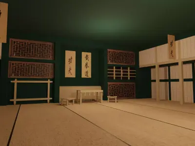 Kung-Fu Hall Low-poly 3D model