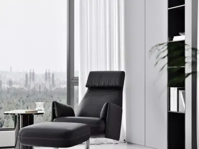 Modern living room dining room interior scenes 165 3D model