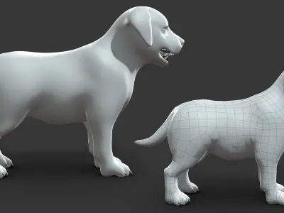 Baby Dog Basemesh Low-poly 3D model