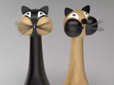 Cat and Baby Elephant 3D model