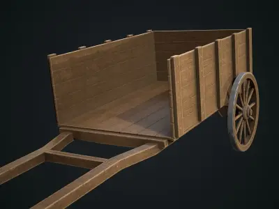 Wooden old Cart Low-poly 3D model