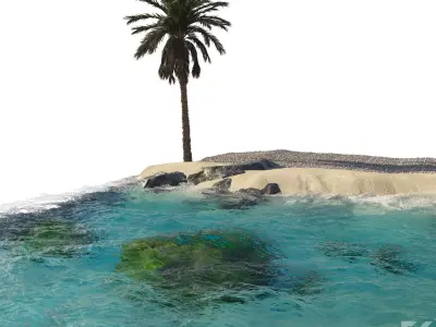 Ocean island with palm tree Free low-poly 3D model