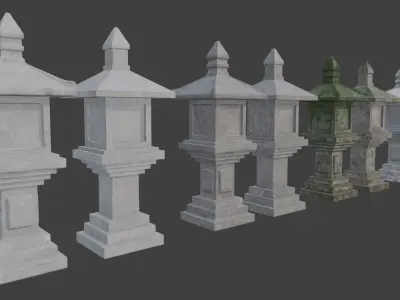 Pagoda Stone Statue Low-poly 3D model