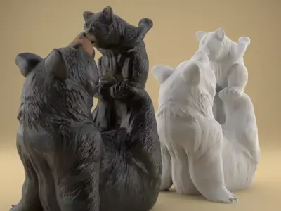 Bear Mom with Baby STL  Cute Mothers Day Decoration 3D print model