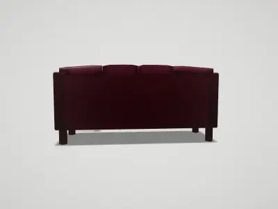 Game asset Burgundy Luxury Four-Seater Sofa 3D model